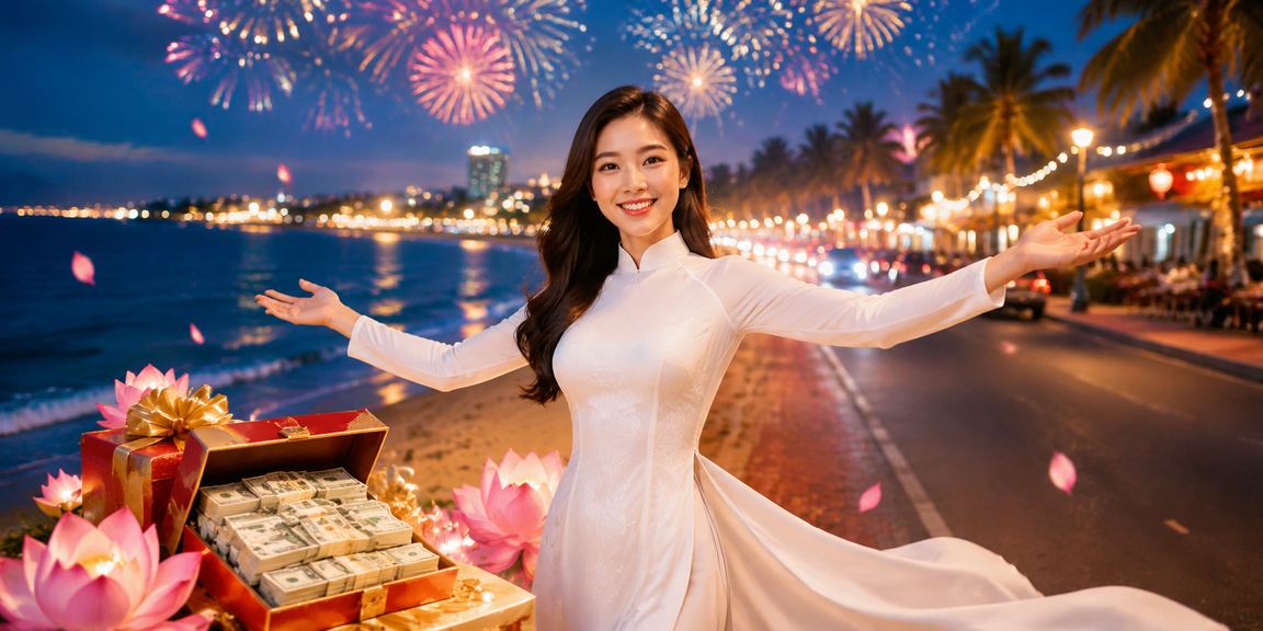 Người phụ nữ mặc áo dài thư giãn tại bãi biển Mũi Né